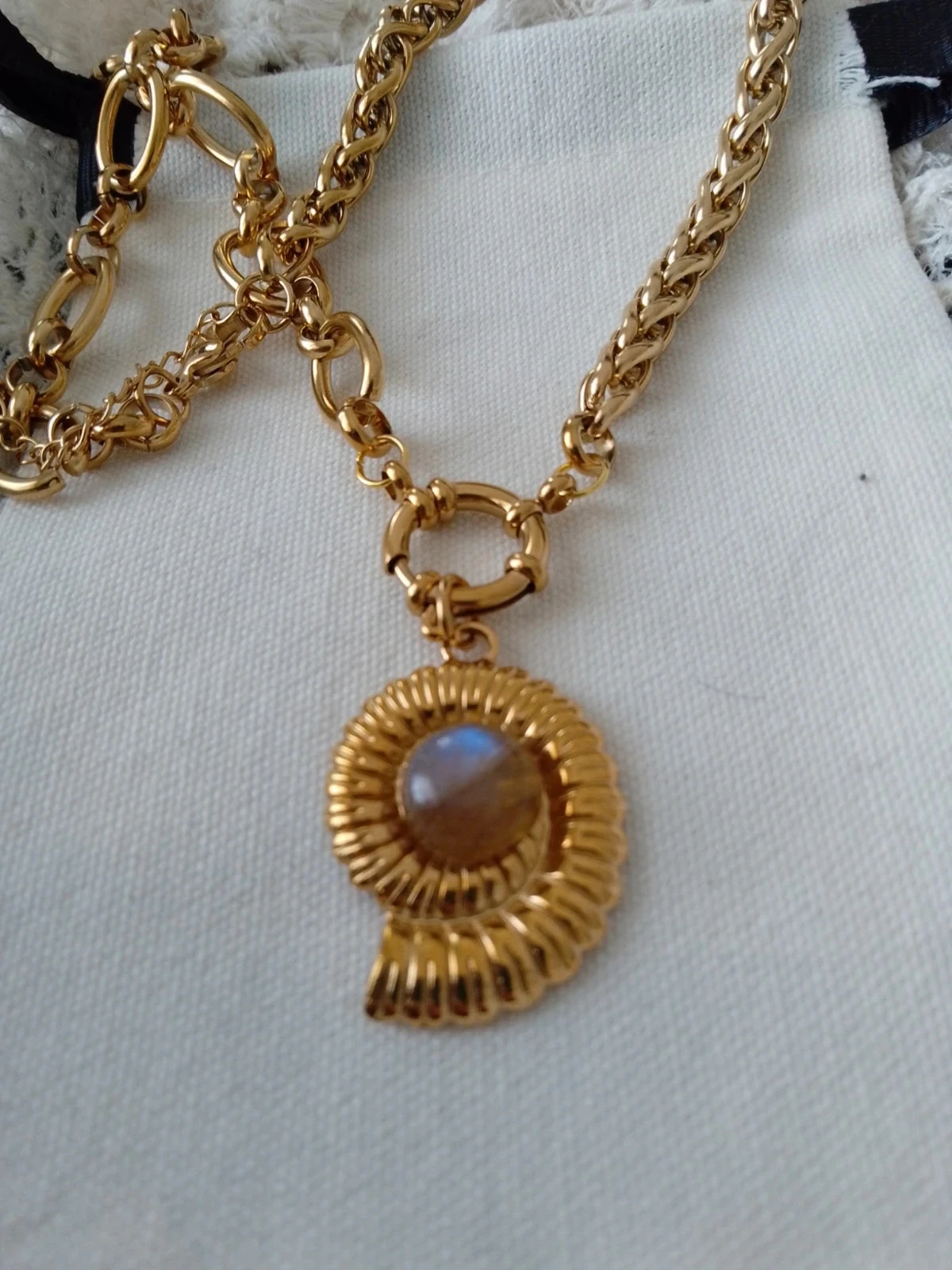 Schaalcollier met natuurlijke labradoriet beschermingssteen – photo 3